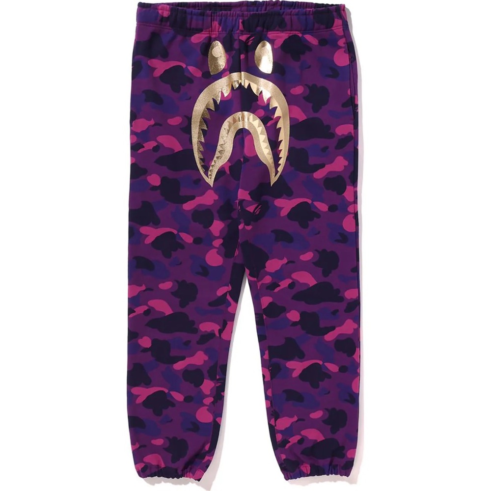 Bape Purple Color Camo Shark Sweat Pants Men’s Med New